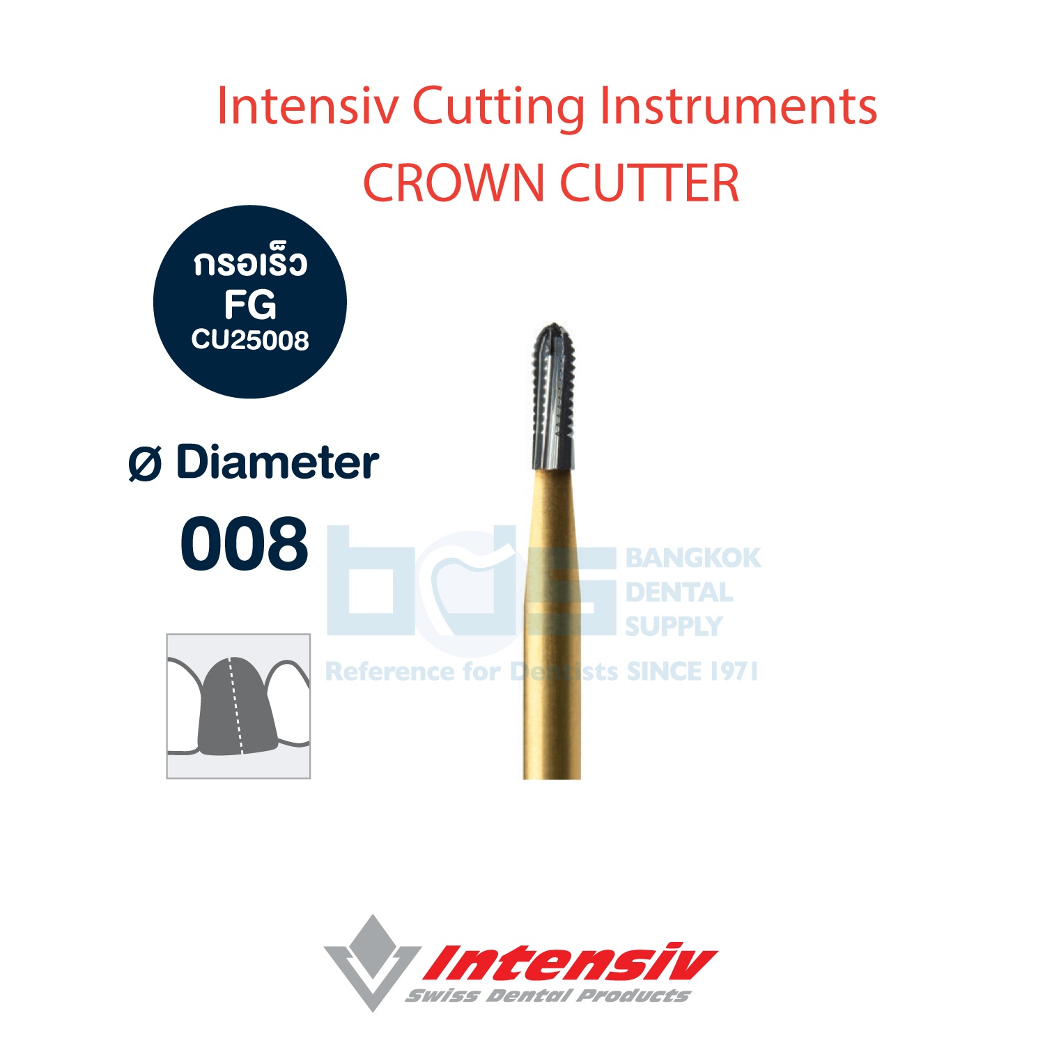 Crown Cutter, Pear FG CU25008  Ø = 008